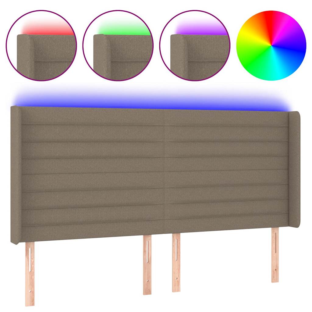 Vidaxl hoofdbord led 183x16x118 128 cm stof taupe