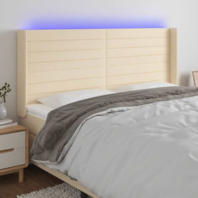 Vidaxl hoofdbord led 183x16x118 128 cm stof crèmekleurig