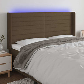 Vidaxl hoofdbord led 203x16x118 128 cm stof donkerbruin