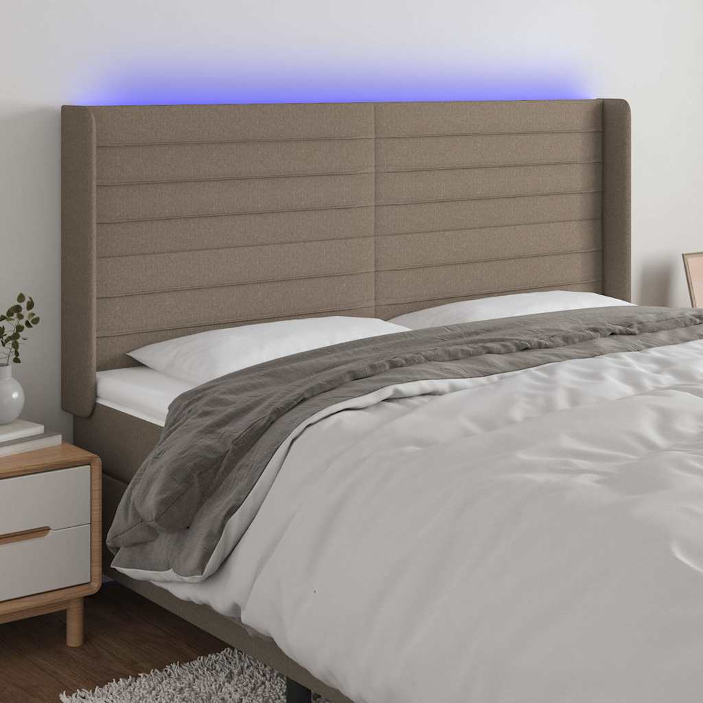 Vidaxl hoofdbord led 203x16x118 128 cm stof taupe