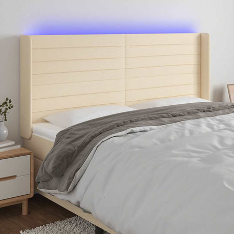 Vidaxl hoofdbord led 203x16x118 128 cm stof crèmekleurig