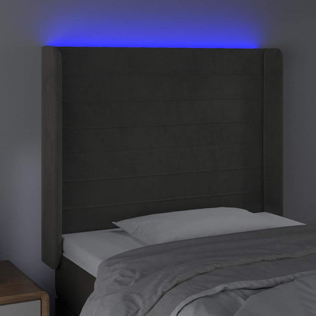 Vidaxl hoofdbord led 93x16x118 128 cm fluweel donkergrijs