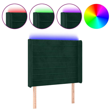 Vidaxl hoofdbord led 93x16x118 128 cm fluweel donkergroen