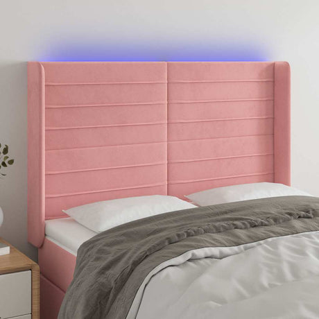 Vidaxl hoofdbord led 147x16x118 128 cm fluweel roze