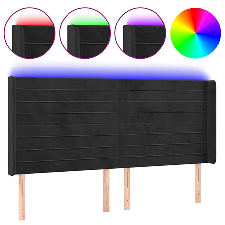 Vidaxl hoofdbord led 163x16x118 128 cm fluweel zwart