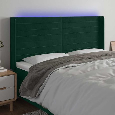 Vidaxl hoofdbord led 163x16x118 128 cm fluweel donkergroen