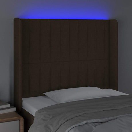 Vidaxl hoofdbord led 83x16x118 128 cm stof donkerbruin