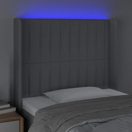 Vidaxl hoofdbord led 93x16x118 128 cm stof lichtgrijs