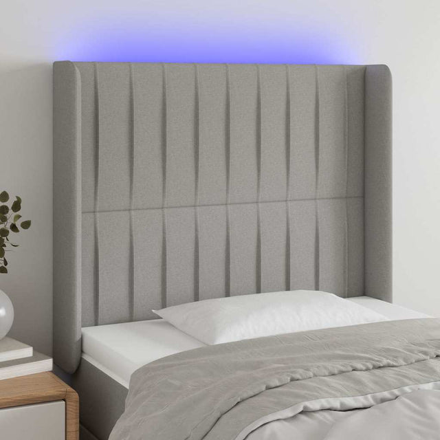 Vidaxl hoofdbord led 93x16x118 128 cm stof lichtgrijs