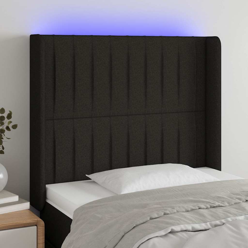 Vidaxl hoofdbord led 93x16x118 128 cm stof zwart