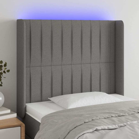 Vidaxl hoofdbord led 103x16x118 128 cm stof donkergrijs