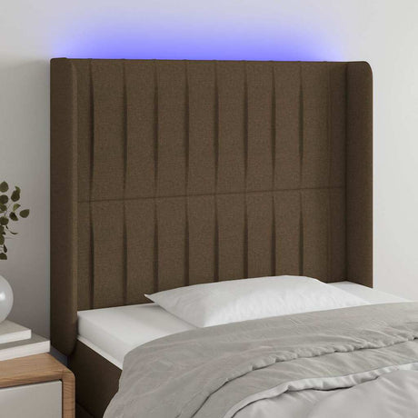 Vidaxl hoofdbord led 103x16x118 128 cm stof donkerbruin