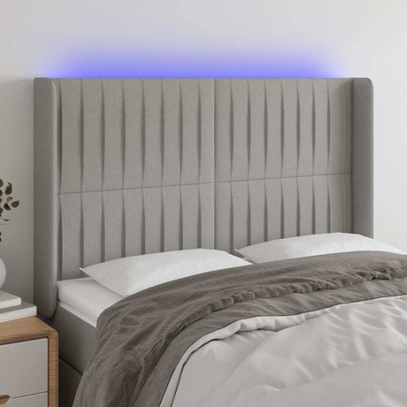 Vidaxl hoofdbord led 147x16x118 128 cm stof lichtgrijs
