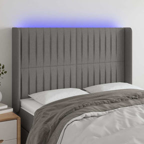 Vidaxl hoofdbord led 147x16x118 128 cm stof donkergrijs