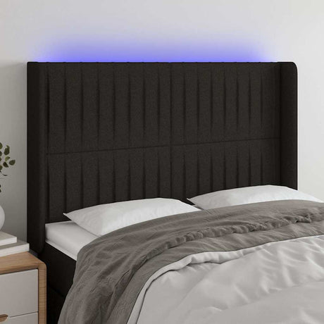 Vidaxl hoofdbord led 147x16x118 128 cm stof zwart