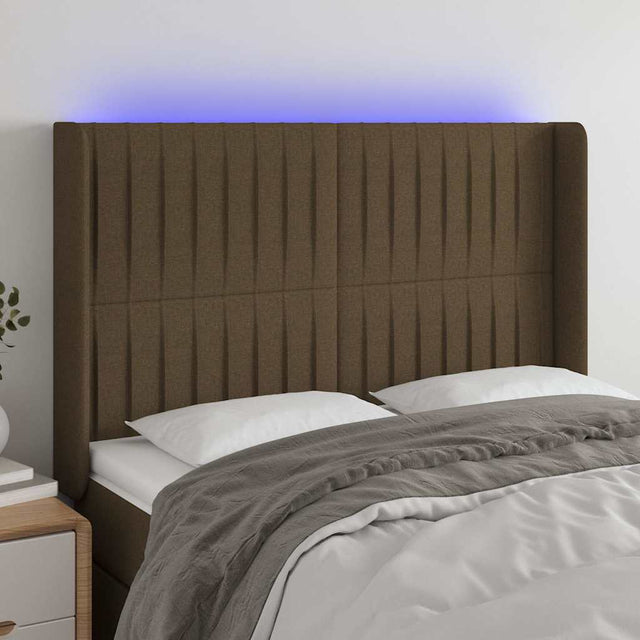 Vidaxl hoofdbord led 147x16x118 128 cm stof donkerbruin