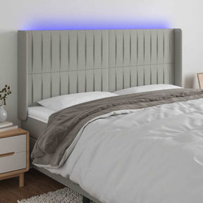 Vidaxl hoofdbord led 183x16x118 128 cm stof lichtgrijs
