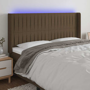 Vidaxl hoofdbord led 203x16x118 128 cm stof donkerbruin