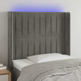 Vidaxl hoofdbord led 93x16x118 128 cm fluweel lichtgrijs