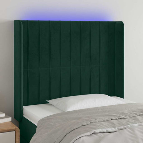 Vidaxl hoofdbord led 103x16x118 128 cm fluweel donkergroen