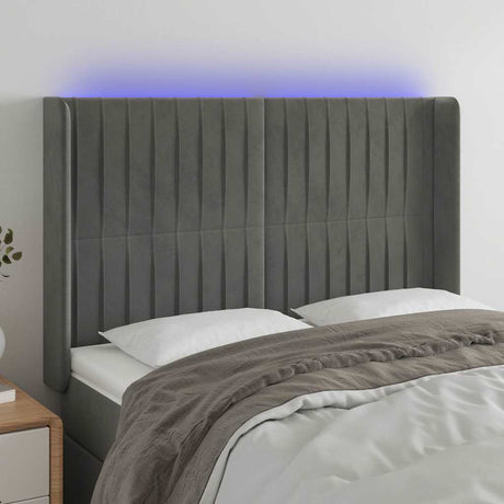 Vidaxl hoofdbord led 147x16x118 128 cm fluweel lichtgrijs