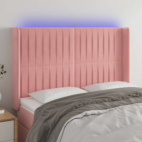 Vidaxl hoofdbord led 147x16x118 128 cm fluweel roze