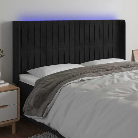 Vidaxl hoofdbord led 163x16x118 128 cm fluweel zwart
