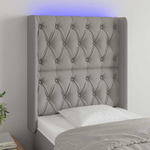 Vidaxl hoofdbord led 83x16x118 128 cm stof lichtgrijs