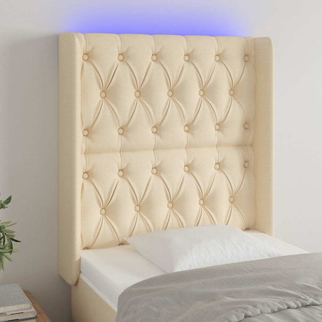 Vidaxl hoofdbord led 83x16x118 128 cm stof crèmekleurig