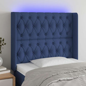 Vidaxl hoofdbord led 93x16x118 128 cm stof blauw