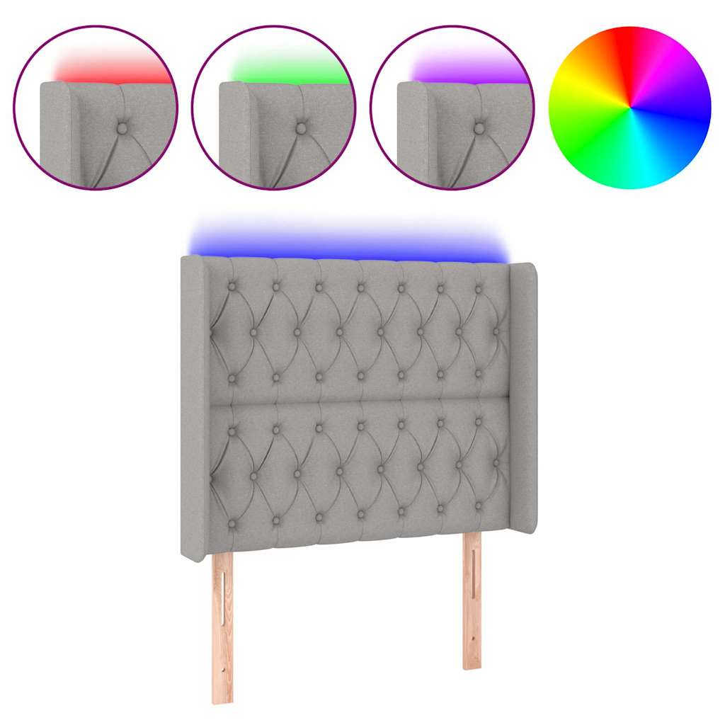 Vidaxl hoofdbord led 103x16x118 128 cm stof lichtgrijs