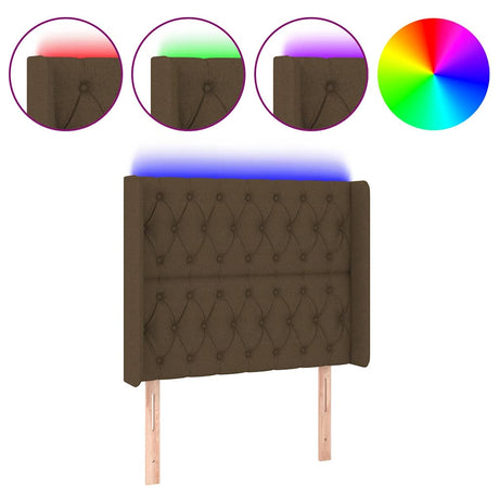 Vidaxl hoofdbord led 103x16x118 128 cm stof donkerbruin