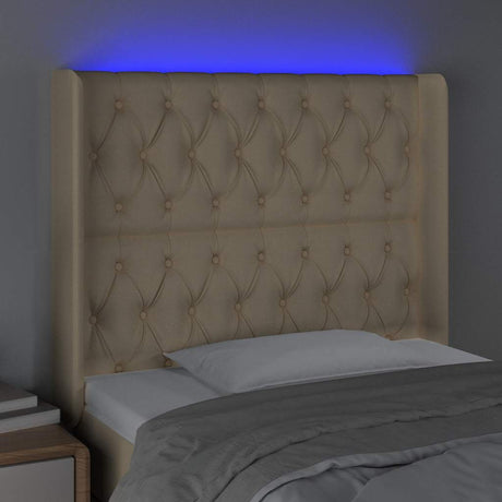 Vidaxl hoofdbord led 103x16x118 128 cm stof crèmekleurig