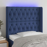 Vidaxl hoofdbord led 103x16x118 128 cm stof blauw