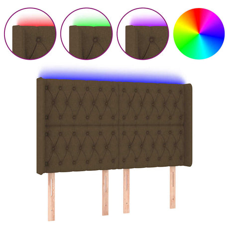 Vidaxl hoofdbord led 147x16x118 128 cm stof donkerbruin