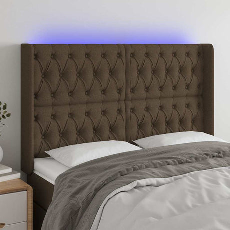 Vidaxl hoofdbord led 147x16x118 128 cm stof donkerbruin