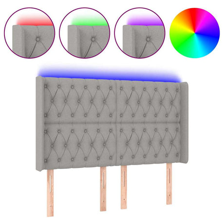 Vidaxl hoofdbord led 163x16x118 128 cm stof lichtgrijs
