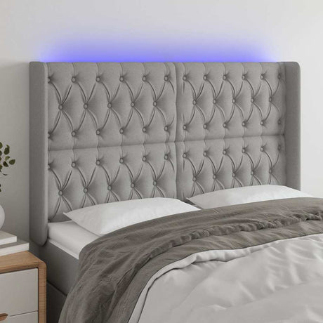 Vidaxl hoofdbord led 163x16x118 128 cm stof lichtgrijs