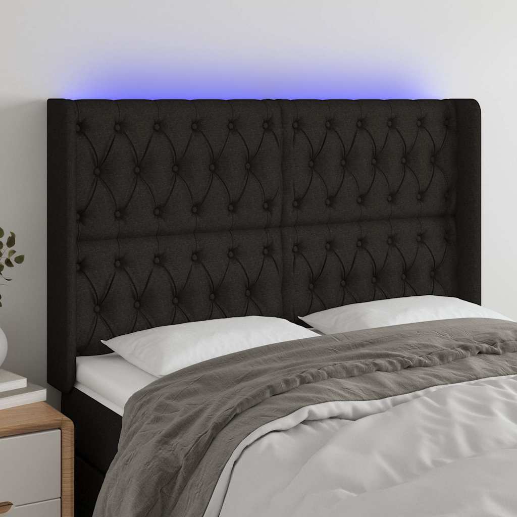 Vidaxl hoofdbord led 163x16x118 128 cm stof zwart