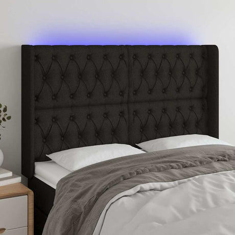 Vidaxl hoofdbord led 163x16x118 128 cm stof zwart