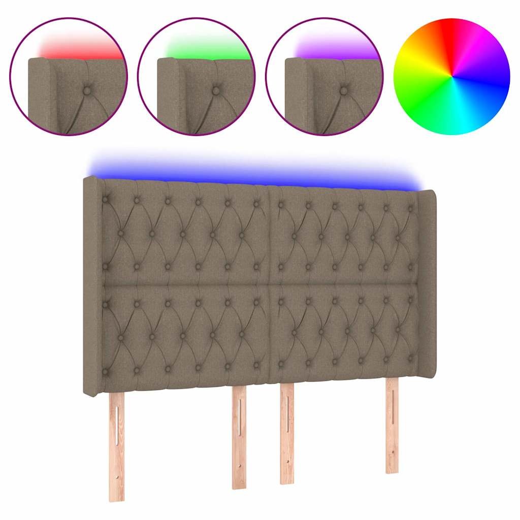 Vidaxl hoofdbord led 163x16x118 128 cm stof taupe