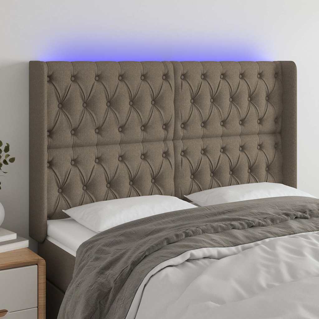 Vidaxl hoofdbord led 163x16x118 128 cm stof taupe