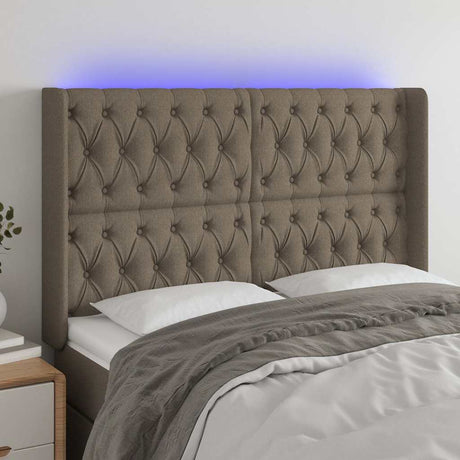 Vidaxl hoofdbord led 163x16x118 128 cm stof taupe