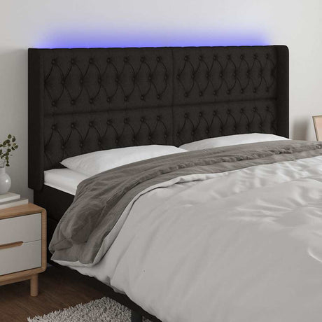 Vidaxl hoofdbord led 183x16x118 128 cm stof zwart