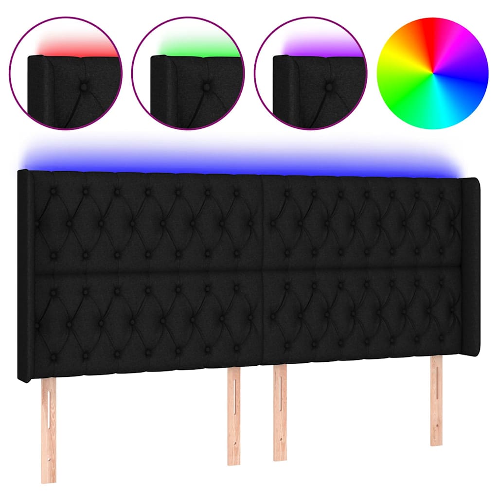 Vidaxl hoofdbord led 203x16x118 128 cm stof zwart
