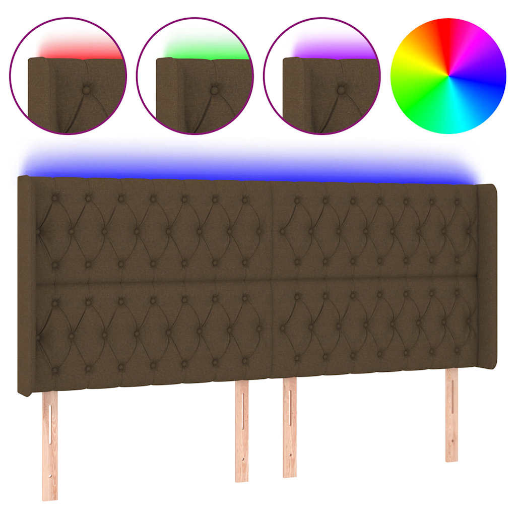 Vidaxl hoofdbord led 203x16x118 128 cm stof donkerbruin