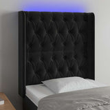 Vidaxl hoofdbord led 83x16x118 128 cm fluweel zwart