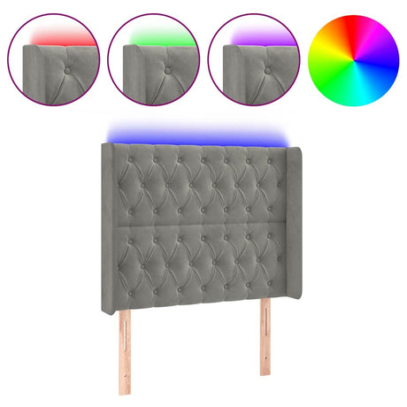 Vidaxl hoofdbord led 93x16x118 128 cm fluweel lichtgrijs