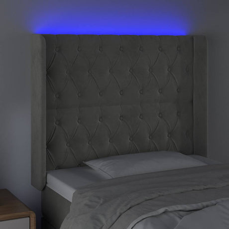 Vidaxl hoofdbord led 93x16x118 128 cm fluweel lichtgrijs