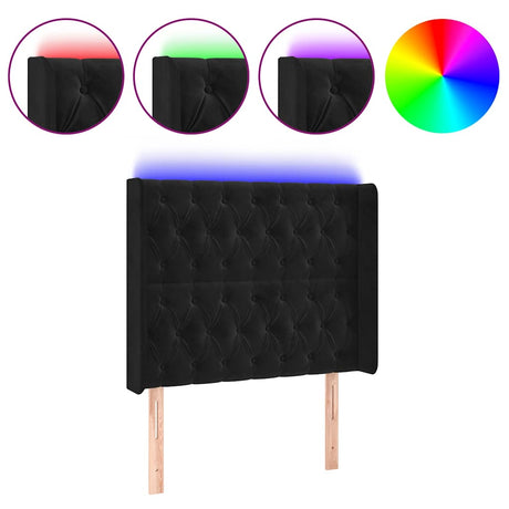 Vidaxl hoofdbord led 93x16x118 128 cm fluweel zwart